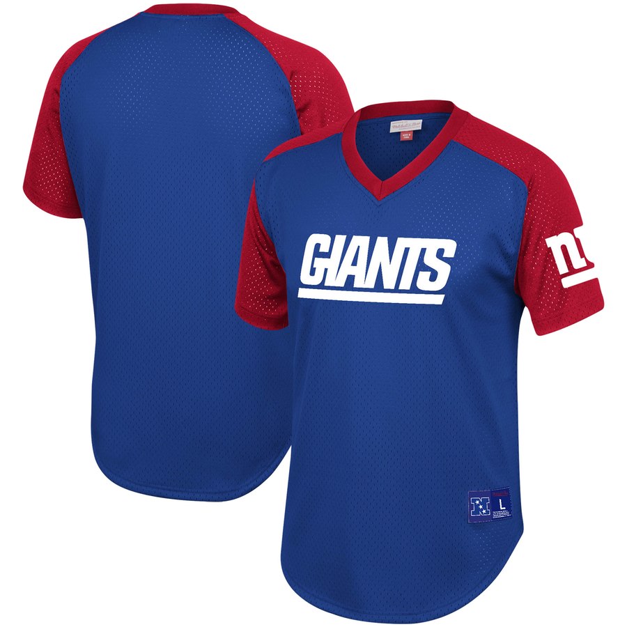 Mitchell & Ness Royal New York Giants Final Second Mesh V-Neck T-Shirt